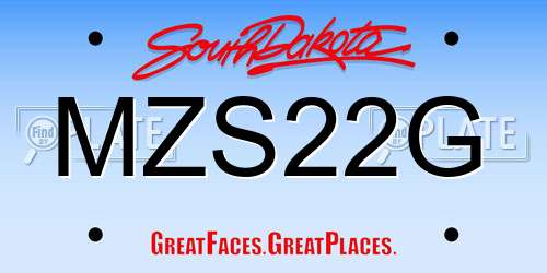 MZS22G South Dakota License Plate