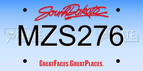 MZS276 South Dakota License Plate