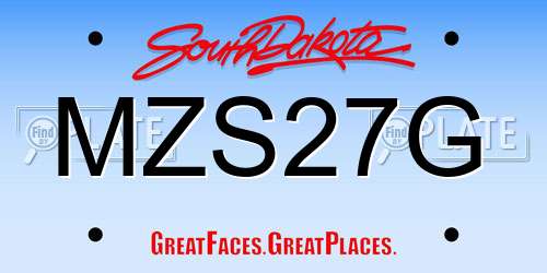 MZS27G South Dakota License Plate