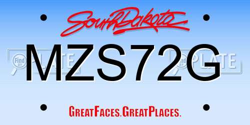 MZS72G South Dakota License Plate