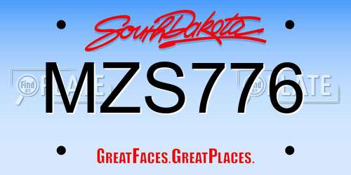 MZS776 South Dakota License Plate