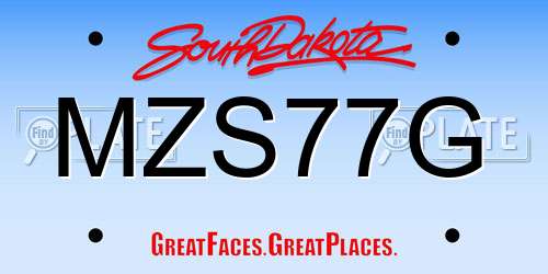 MZS77G South Dakota License Plate