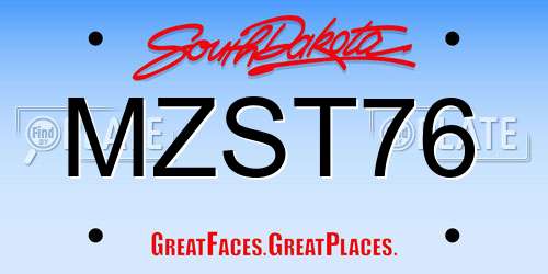 MZST76 South Dakota License Plate