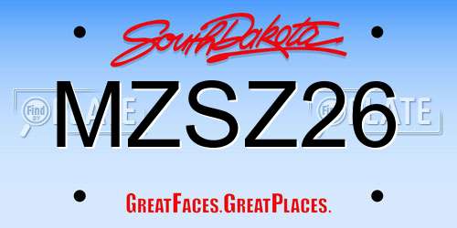 MZSZ26 South Dakota License Plate