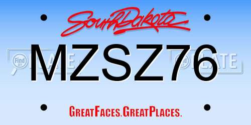 MZSZ76 South Dakota License Plate