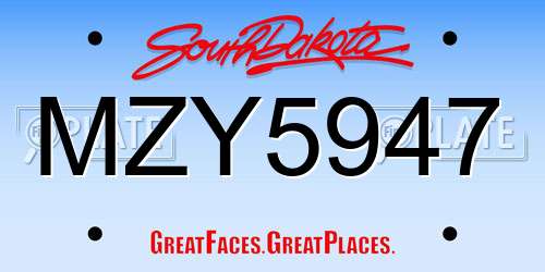 MZY5947 South Dakota License Plate