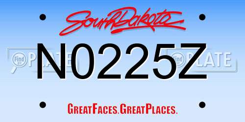 N0225Z South Dakota License Plate