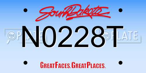 N0228T South Dakota License Plate