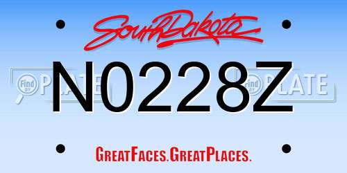 N0228Z South Dakota License Plate