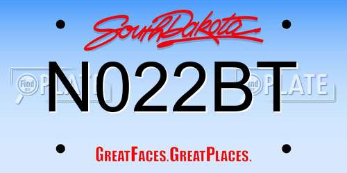 N022BT South Dakota License Plate