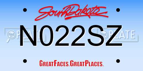 N022SZ South Dakota License Plate
