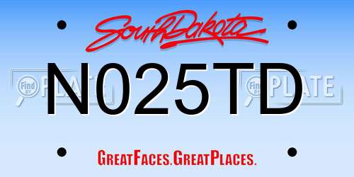 N025TD South Dakota License Plate