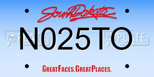 N025TO South Dakota License Plate