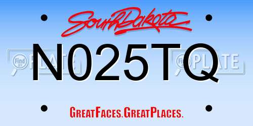N025TQ South Dakota License Plate