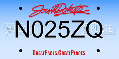 N025ZQ South Dakota License Plate