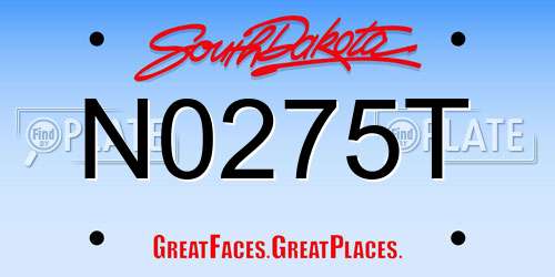N0275T South Dakota License Plate