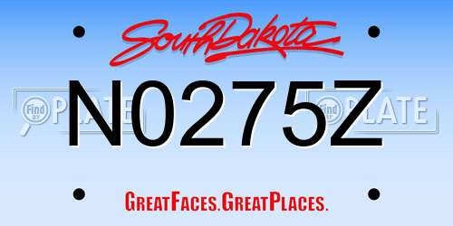 N0275Z South Dakota License Plate