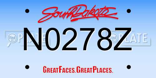 N0278Z South Dakota License Plate
