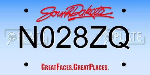 N028ZQ South Dakota License Plate