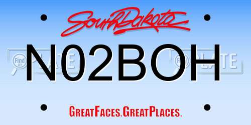 N02BOH South Dakota License Plate