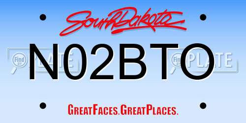 N02BTO South Dakota License Plate
