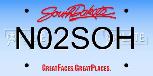 N02SOH South Dakota License Plate