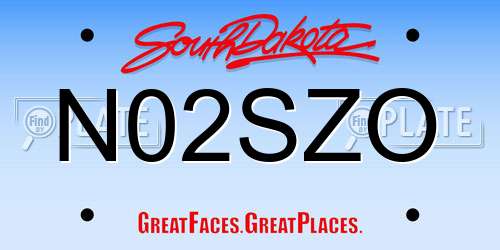 N02SZO South Dakota License Plate