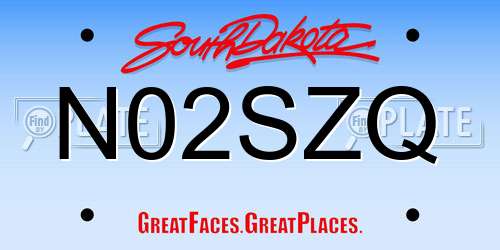 N02SZQ South Dakota License Plate