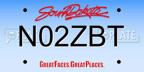 N02ZBT South Dakota License Plate
