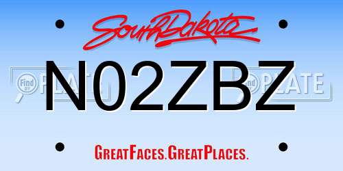 N02ZBZ South Dakota License Plate