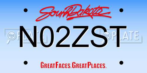 N02ZST South Dakota License Plate