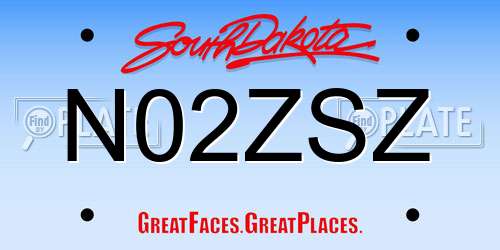 N02ZSZ South Dakota License Plate