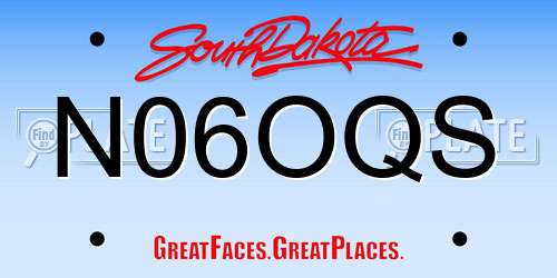 N06OQS South Dakota License Plate