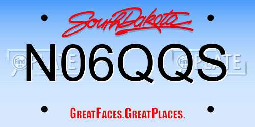 N06QQS South Dakota License Plate