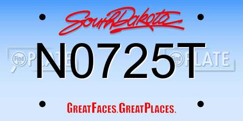 N0725T South Dakota License Plate