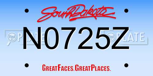 N0725Z South Dakota License Plate