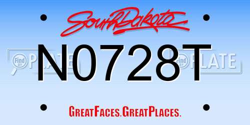 N0728T South Dakota License Plate