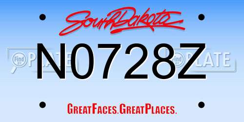 N0728Z South Dakota License Plate