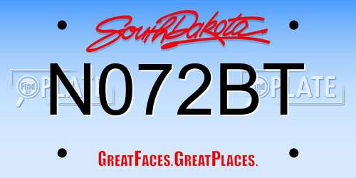 N072BT South Dakota License Plate