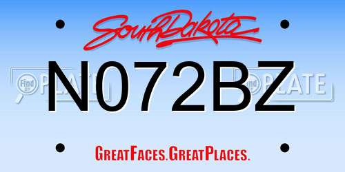 N072BZ South Dakota License Plate