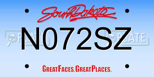 N072SZ South Dakota License Plate