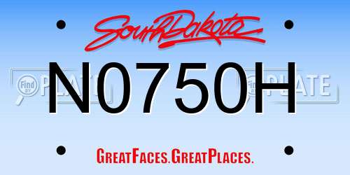 N0750H South Dakota License Plate