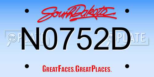 N0752D South Dakota License Plate