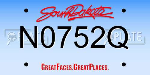 N0752Q South Dakota License Plate