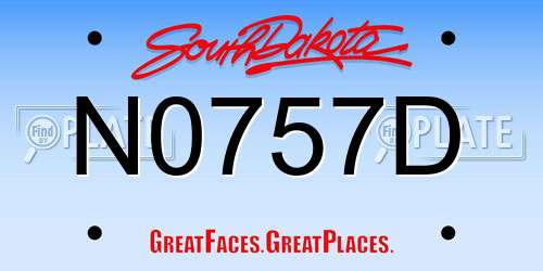 N0757D South Dakota License Plate