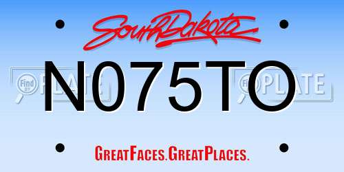 N075TO South Dakota License Plate
