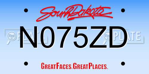 N075ZD South Dakota License Plate