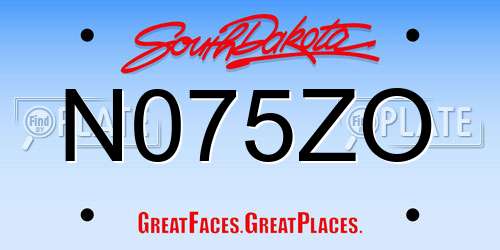 N075ZO South Dakota License Plate