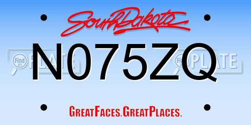 N075ZQ South Dakota License Plate