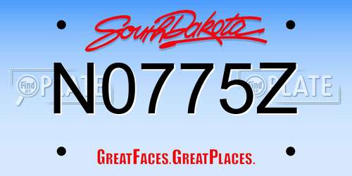 N0775Z South Dakota License Plate